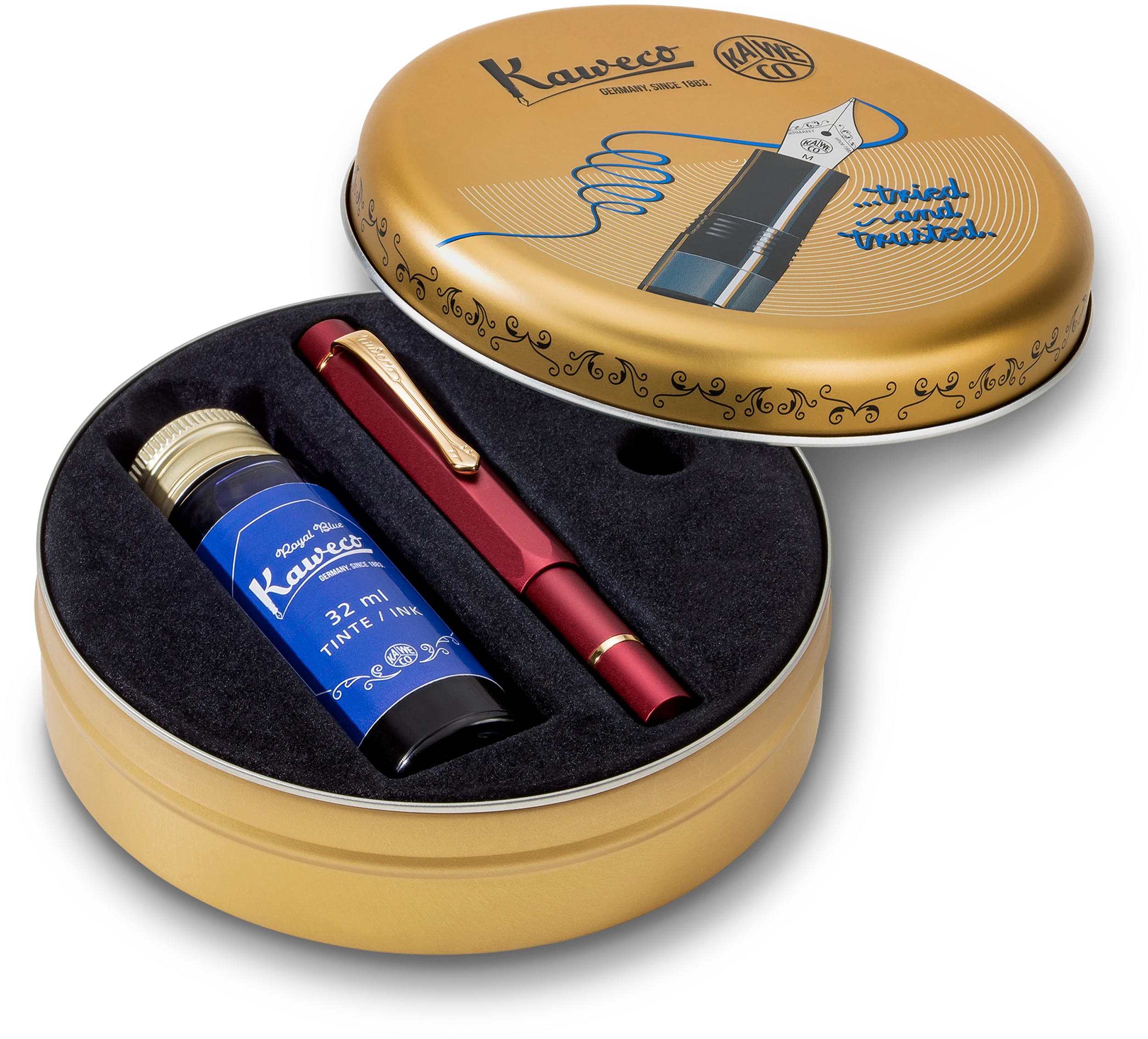 Kaweco PISTON SPORT AL Starter Set Bordeaux/Gold M