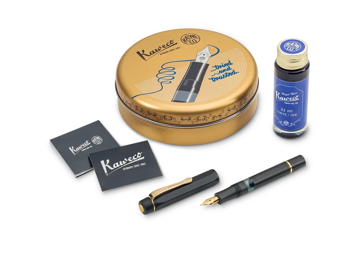 Kaweco PISTON SPORT AL Starter Set Schwarz/Gold M