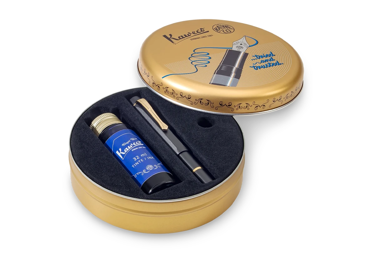 Kaweco PISTON SPORT AL Starter Set Schwarz/Gold M