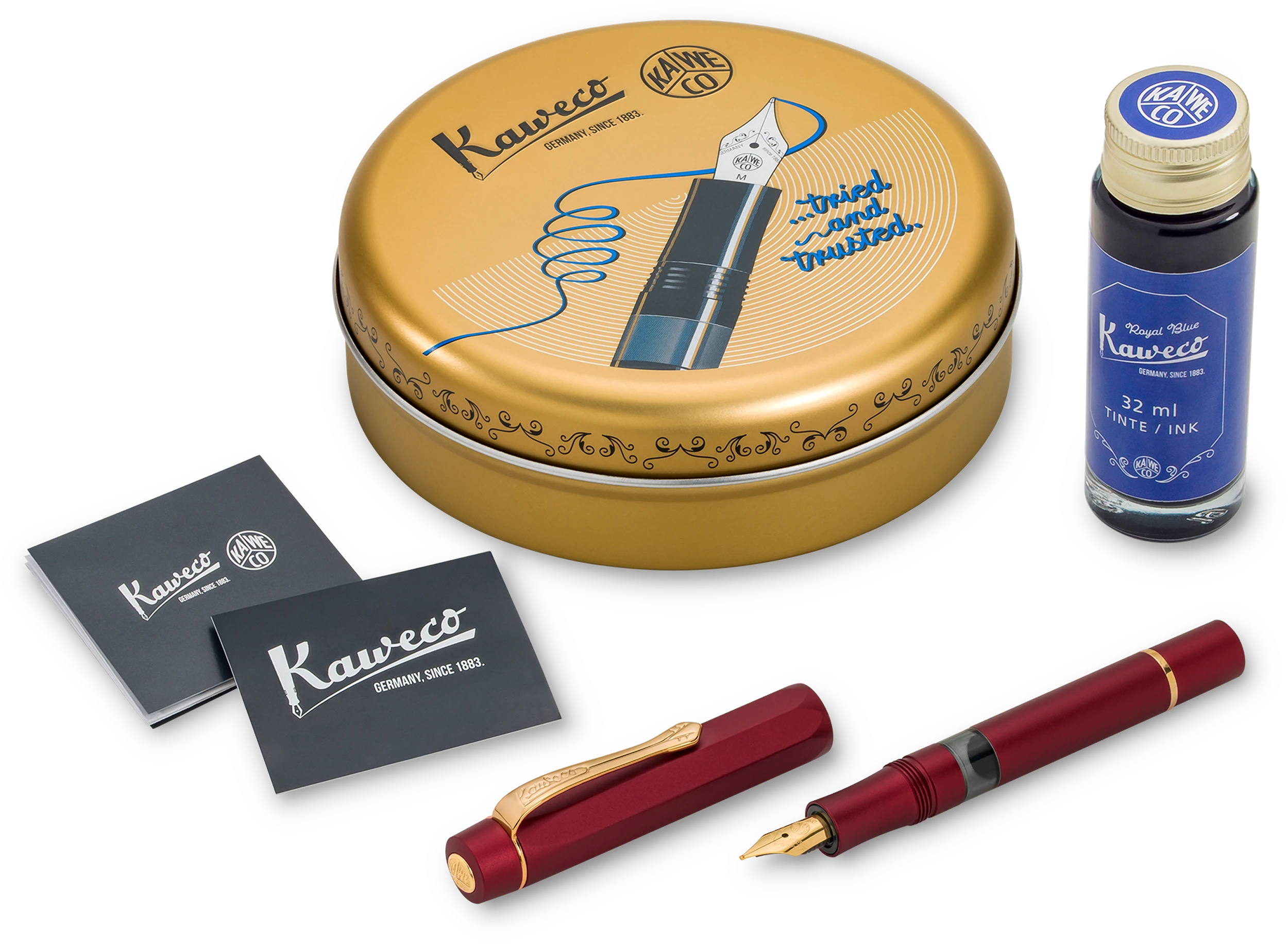 Kaweco PISTON SPORT AL Starter Set Bordeaux/Gold M