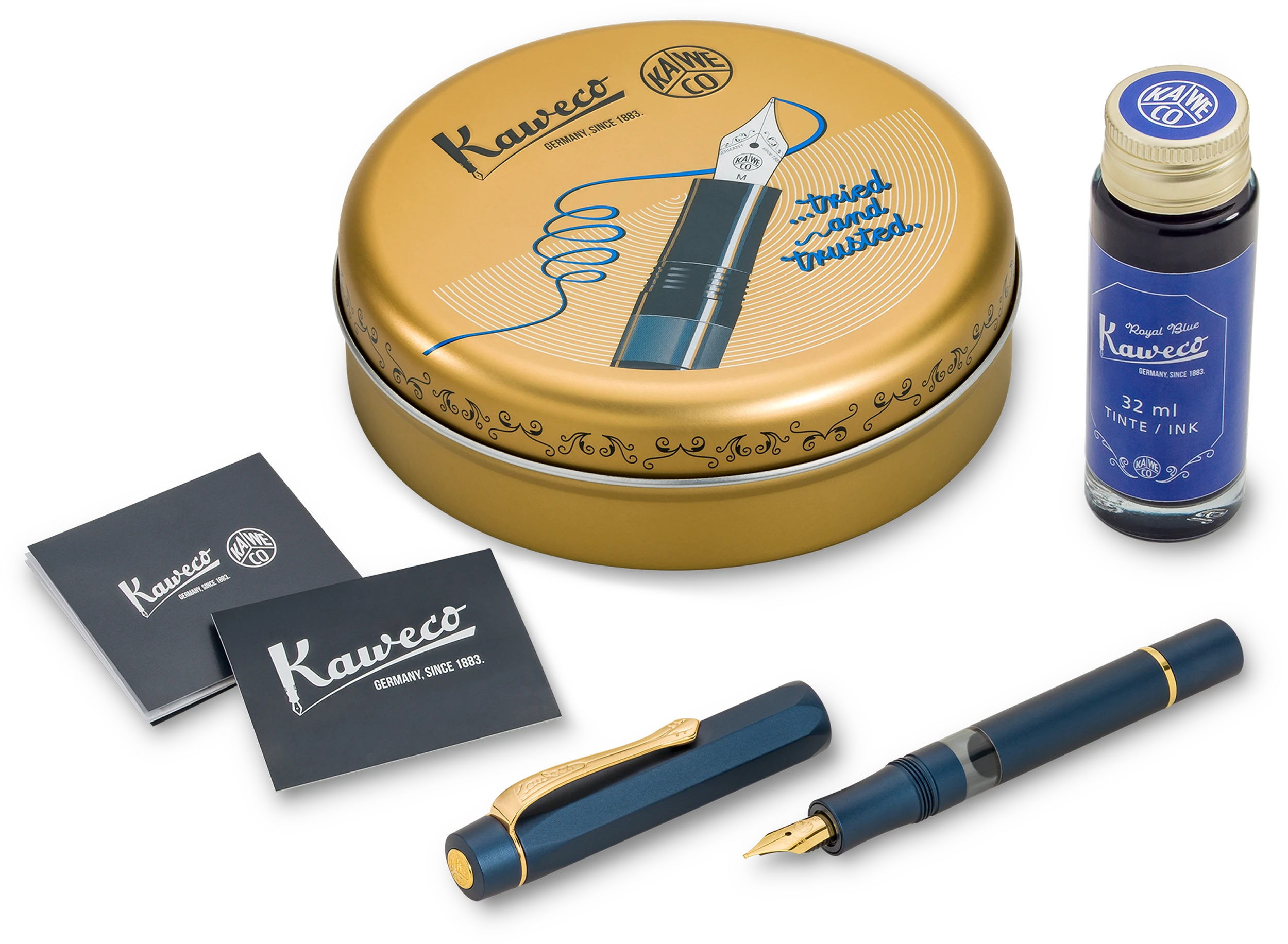 Kaweco PISTON SPORT AL Starter Set Navy/Gold M